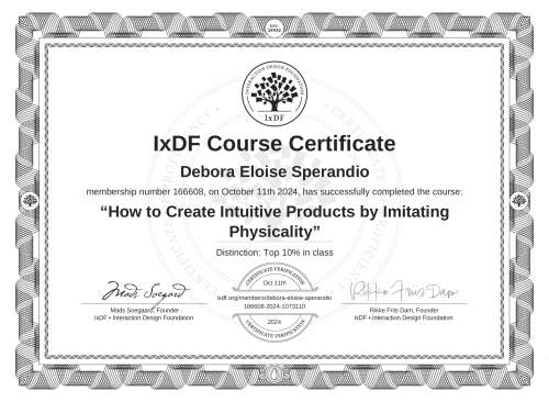 How to Create Intuitive Products by Imitating Physicality certificate