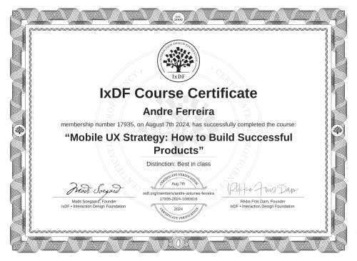 Mobile UX Strategy: How to Build Successful Products certificate