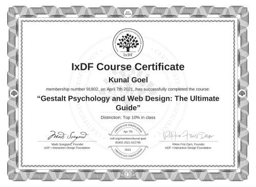 Gestalt Psychology and Web Design: The Ultimate Guide certificate