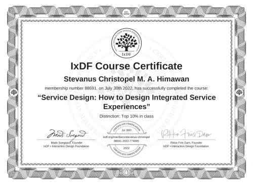 Service Design: How to Design Integrated Service Experiences certificate