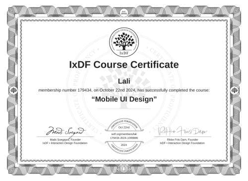 Mobile UI Design certificate