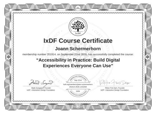 Accessibility in Practice: Build Digital Experiences Everyone Can Use certificate