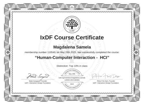 Human-Computer Interaction -  HCI certificate