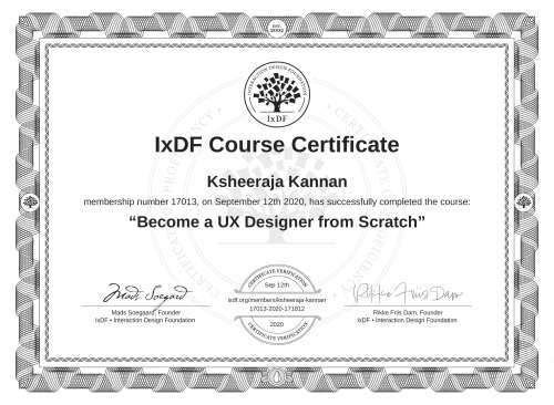 Become a UX Designer from Scratch certificate