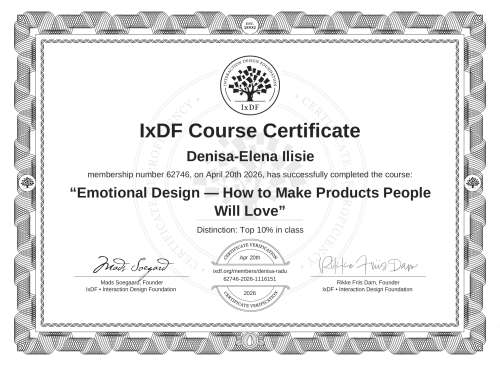 Emotional Design — How to Make Products People Will Love certificate