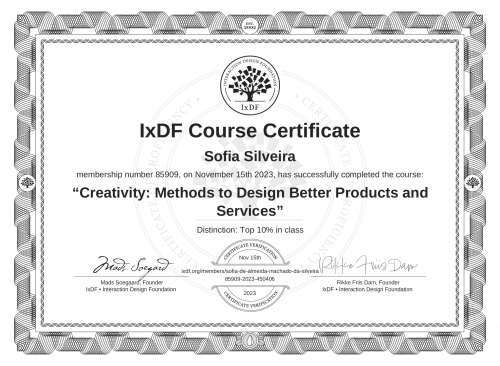 Creativity: Methods to Design Better Products and Services certificate