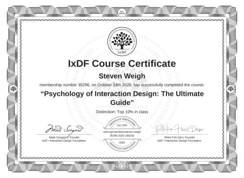 Psychology of Interaction Design: The Ultimate Guide certificate