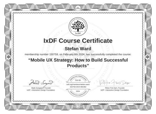 Mobile UX Strategy: How to Build Successful Products certificate