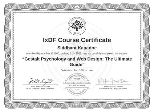 Gestalt Psychology and Web Design: The Ultimate Guide certificate