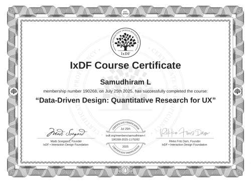 Data-Driven Design: Quantitative Research for UX certificate
