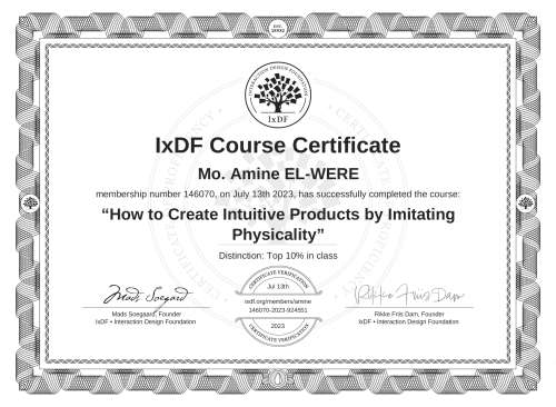 How to Create Intuitive Products by Imitating Physicality certificate