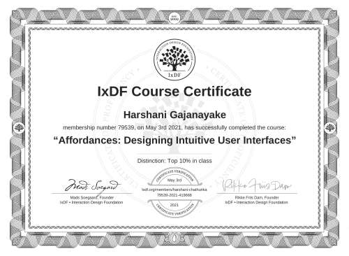 Affordances: Designing Intuitive User Interfaces certificate