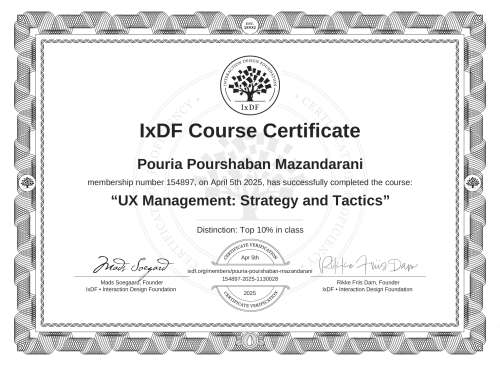 UX Management: Strategy and Tactics certificate