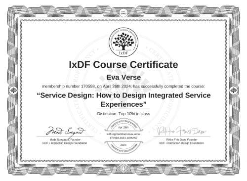 Service Design: How to Design Integrated Service Experiences certificate