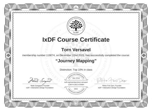 Journey Mapping certificate