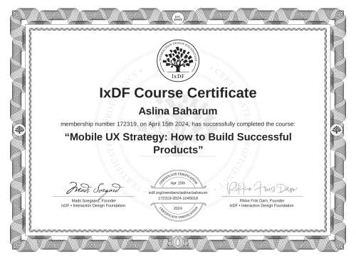 Mobile UX Strategy: How to Build Successful Products certificate