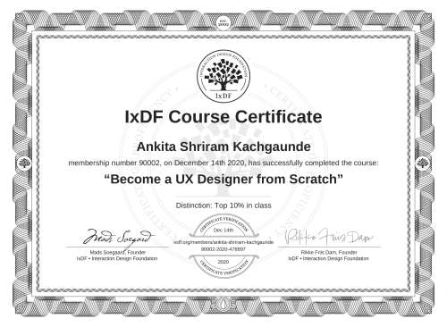 Become a UX Designer from Scratch certificate