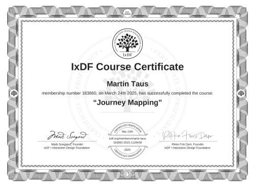 Journey Mapping certificate