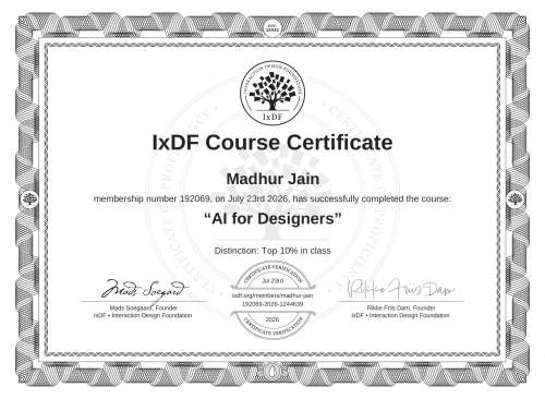 AI for Designers certificate