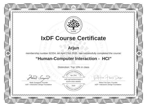 Human-Computer Interaction -  HCI certificate