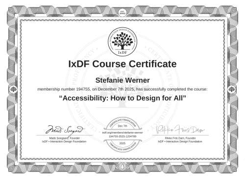 Accessibility: How to Design for All certificate