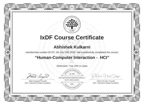Human-Computer Interaction -  HCI certificate
