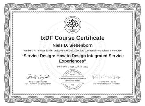 Service Design: How to Design Integrated Service Experiences certificate