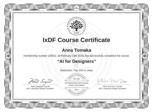 AI for Designers certificate