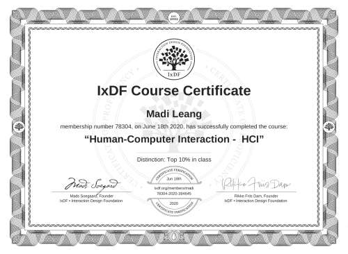 Human-Computer Interaction -  HCI certificate