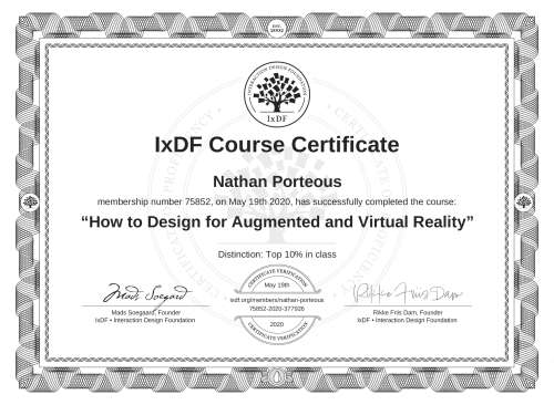 How to Design for Augmented and Virtual Reality certificate