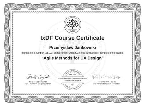 Agile Methods for UX Design certificate