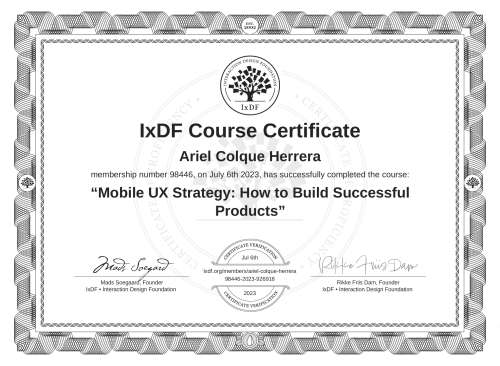 Mobile UX Strategy: How to Build Successful Products certificate