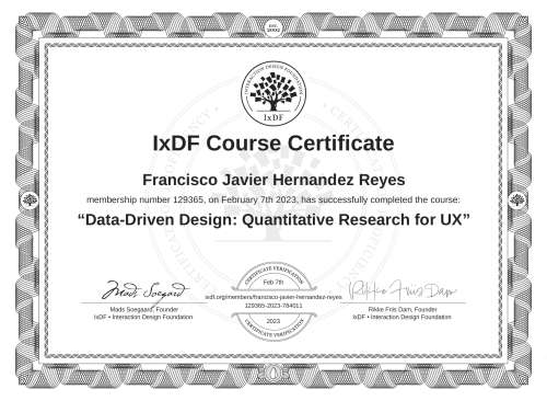 Data-Driven Design: Quantitative Research for UX certificate
