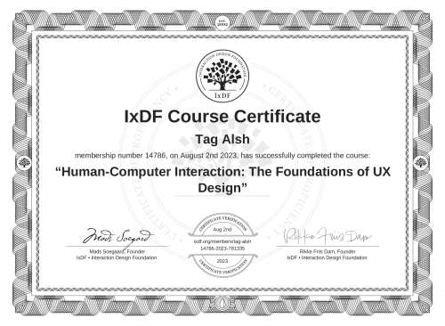 Human-Computer Interaction: The Foundations of UX Design certificate