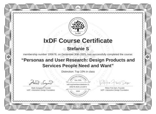 Personas and User Research: Design Products and Services People Need and Want certificate