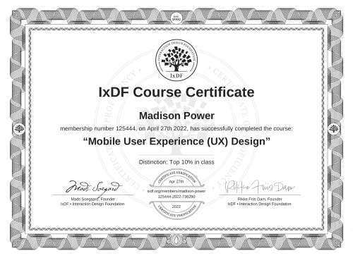 Mobile User Experience (UX) Design certificate