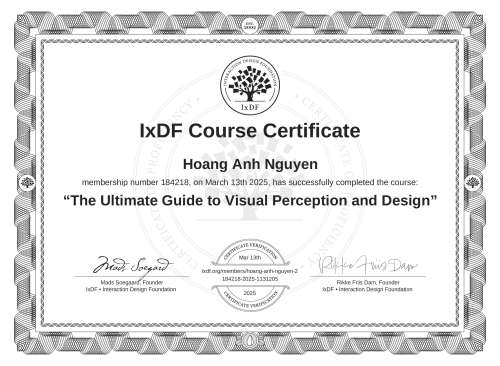 The Ultimate Guide to Visual Perception and Design certificate