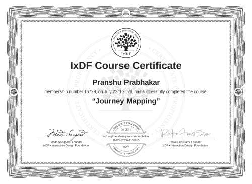 Journey Mapping certificate