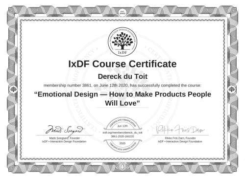 Emotional Design — How to Make Products People Will Love certificate