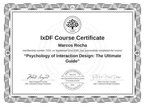 Psychology of Interaction Design: The Ultimate Guide certificate