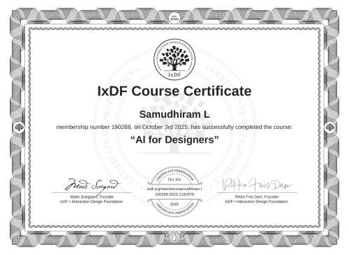 AI for Designers certificate