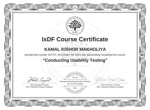 Conducting Usability Testing certificate