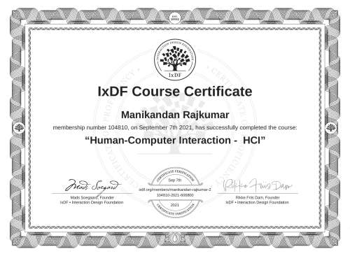 Human-Computer Interaction -  HCI certificate