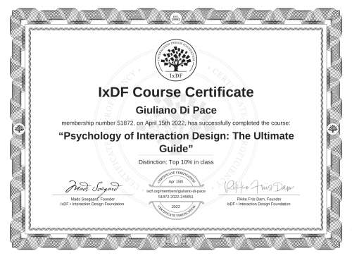 Psychology of Interaction Design: The Ultimate Guide certificate