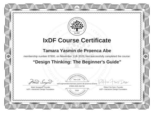 Design Thinking: The Beginner's Guide certificate