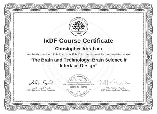 The Brain and Technology: Brain Science in Interface Design certificate