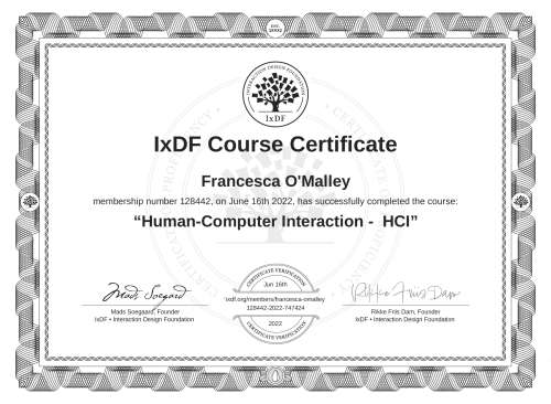 Human-Computer Interaction -  HCI certificate