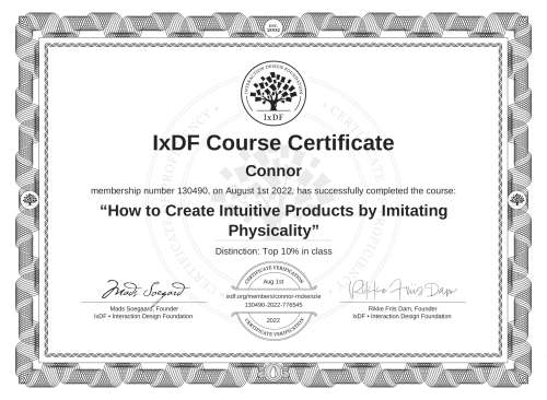 How to Create Intuitive Products by Imitating Physicality certificate