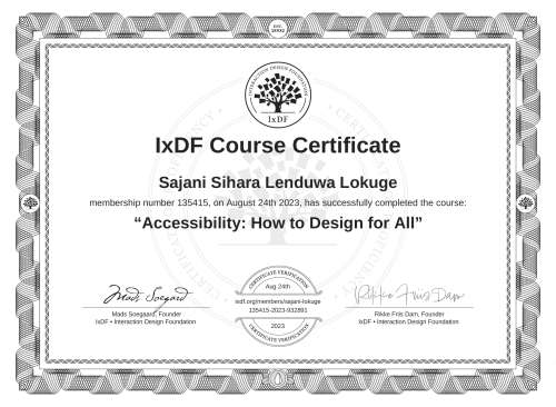 Accessibility: How to Design for All certificate