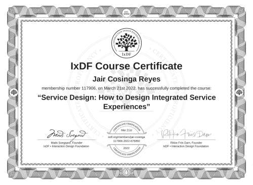 Service Design: How to Design Integrated Service Experiences certificate